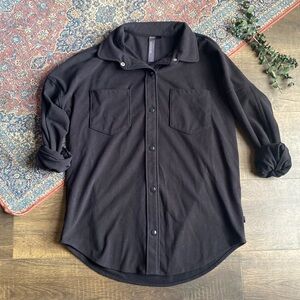 Women’s Ultra Soft Oversized Black Button-Down Shirt – Size Small